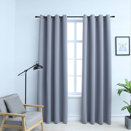 Vidaxl Curtain Blackout med metalringe 2 St 140x175 cm grå