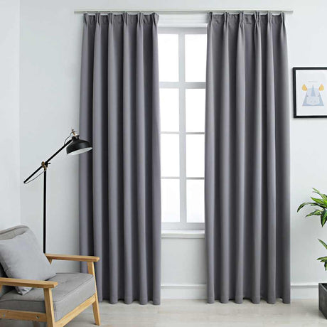 Vidaxl gardiner mørklægning med kroge 2 St 140x175 cm grå