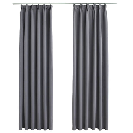 Vidaxl gardiner mørklægning med kroge 2 stk 140x245 cm grå