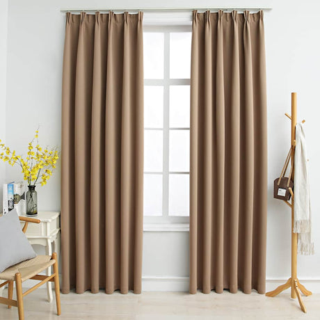 Vidaxl gardiner Blackout med kroge 2 stk. 140x175 cm taupe