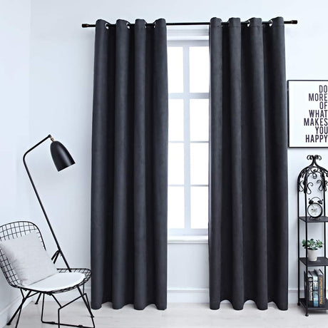 Vidaxx mørklægningsgardiner med ringe 2 stk 140x245 cm antracit