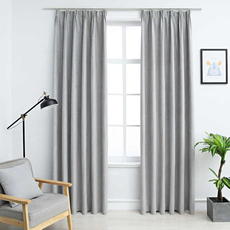 Vidaxl gardiner mørklægning med kroge 2 St 140x175 cm grå