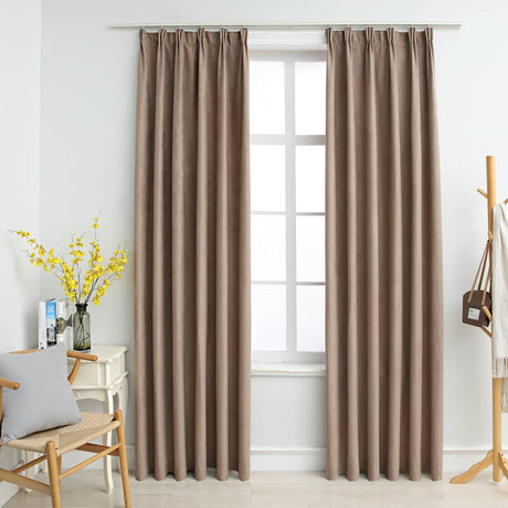 Vidaxl gardiner Blackout med kroge 2 St 140x245 cm taupe