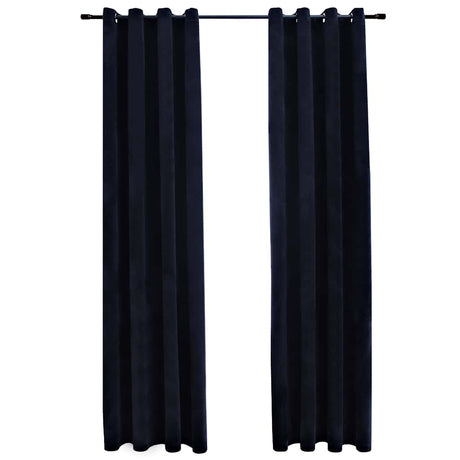 Vidaxl Curtain Blackout med ringe 2 St 140x225 cm Velvet Black