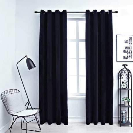 Vidaxl Curtain Blackout med ringe 2 St 140x225 cm Velvet Black