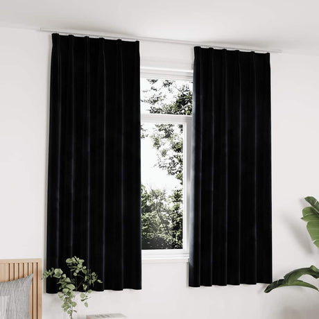 Vidaxl gardiner Blackout 2 m med kroge 140x175 cm Velvet Black
