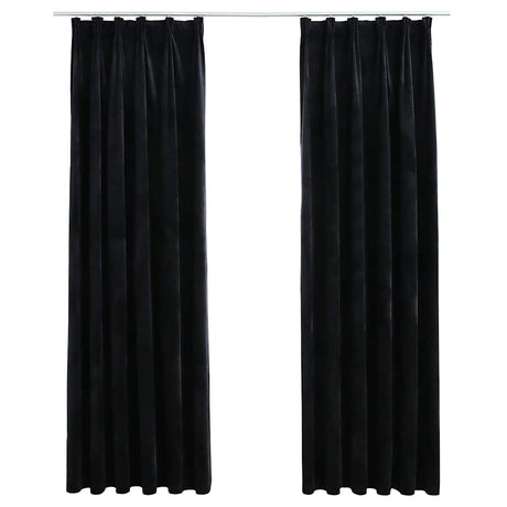 Vidaxl gardiner mørklægning 2 m med kroge 140x225 cm fløjl sort