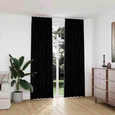 Vidaxl Curtains Blackout 2 STS med kroge 140x245 cm Velvet Black