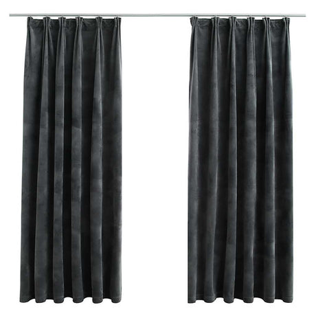 Vidaxl Curtains Blackout 2 STS med kroge 140x175 cm Velvet Anthracite
