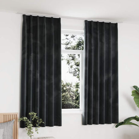 Vidaxl Curtains Blackout 2 STS med kroge 140x175 cm Velvet Anthracite