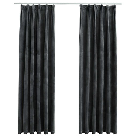 Vidaxl gardiner Blackout 2 STS med kroge 140x225 cm fløjls anthracit