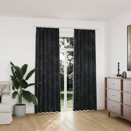 Vidaxl gardiner Blackout 2 STS med kroge 140x225 cm fløjls anthracit