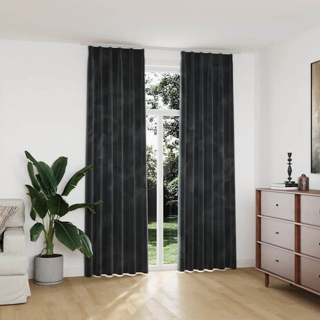 Vidaxl gardiner Blackout 2 STS med kroge 140x245 cm fløjls anthracit
