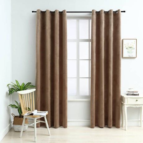 Vidaxl Curtain Blackout med ringe 2 St 140x245 cm Velvet Beige