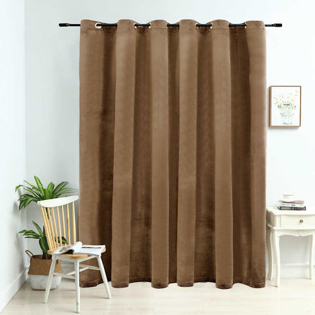 Vidaxl gardin fordømmende med ringe 290x245 cm fløjl beige