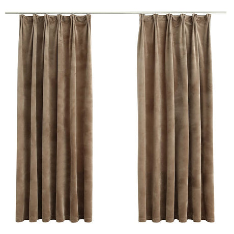 Vidaxl gardiner Blackout 2 m med kroge 140x175 cm Velvet Beige