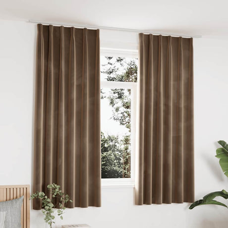 Vidaxl gardiner Blackout 2 m med kroge 140x175 cm Velvet Beige