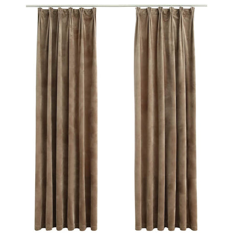 Vidaxl Curtains Blackout 2 STS med kroge 140x225 cm Velvet Beige
