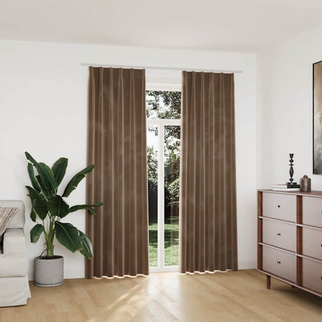 Vidaxl Curtains Blackout 2 STS med kroge 140x225 cm Velvet Beige