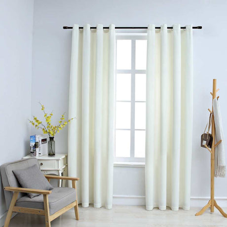 Vidaxl gardin fordømmende med ringe 2 St 140x175 cm fløjlcreme