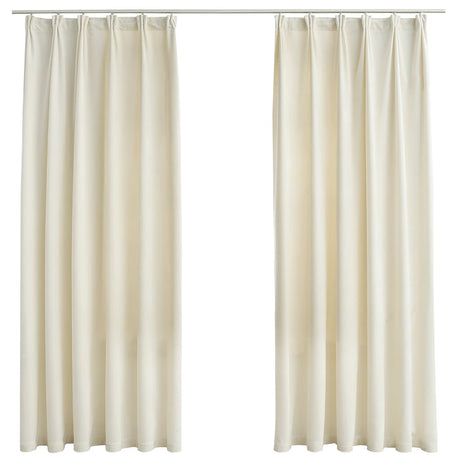 Vidaxl Curtains Blackout 2 STS med kroge 140x175 cm fløjlcreme