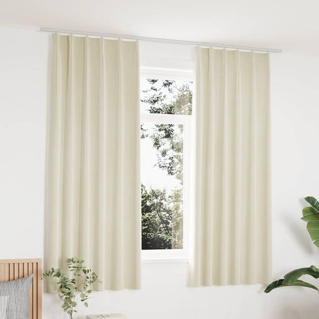 Vidaxl Curtains Blackout 2 STS med kroge 140x175 cm fløjlcreme