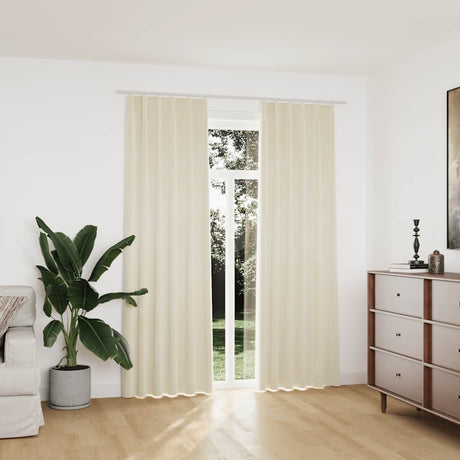 Vidaxl gardiner mørklægning 2 m med kroge 140x225 cm fløjlcreme