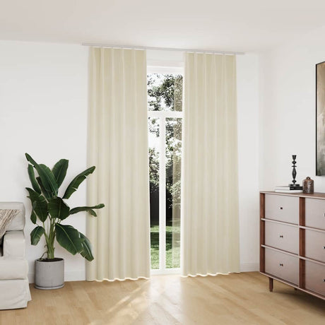 Vidaxl gardiner Blackout 2 STS med kroge 140x245 cm fløjlcreme