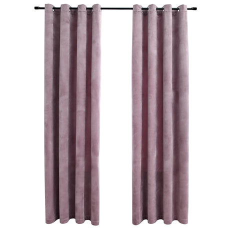Vidaxl gardiner mørklægning med ringe 2 St 140x225 cm fløjl lyserød