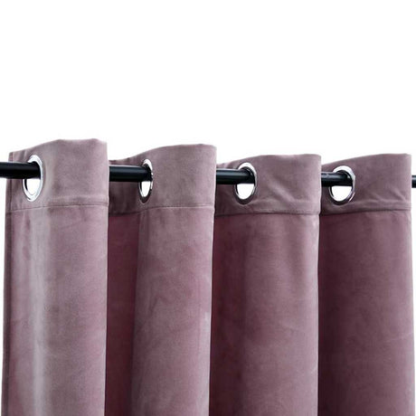 Vidaxl gardiner mørklægning med ringe 2 St 140x225 cm fløjl lyserød
