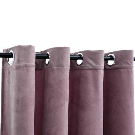 Vidaxl gardiner mørklægning med ringe 2 St 140x245 cm fløjl lyserød