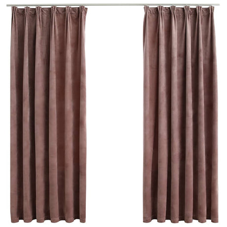 Vidaxl Curtains Blackout 2 STS med kroge 140x175 cm Velvet Pink