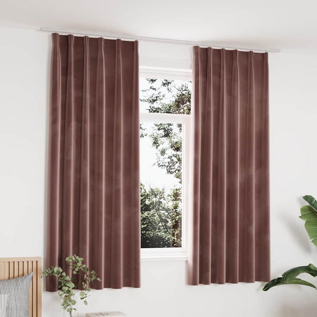 Vidaxl Curtains Blackout 2 STS med kroge 140x175 cm Velvet Pink