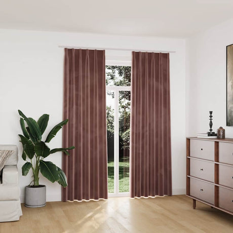 Vidaxl Curtains Blackout 2 STS med kroge 140x225 cm Velvet Pink