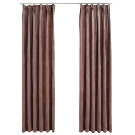 Vidaxl Gordijnen Verduisterend 2 st Met Haken 140x245 cm Fluweel Roze