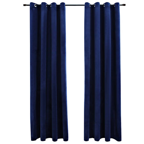 Vidaxl gardin fordømmende med ringe 2 St 140x175 cm fløjlblå