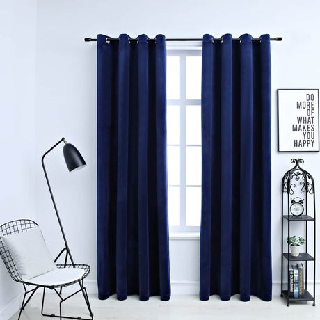 Vidaxl Curtain Blackout med Rings 2 St 140x225 cm Velvet Blue