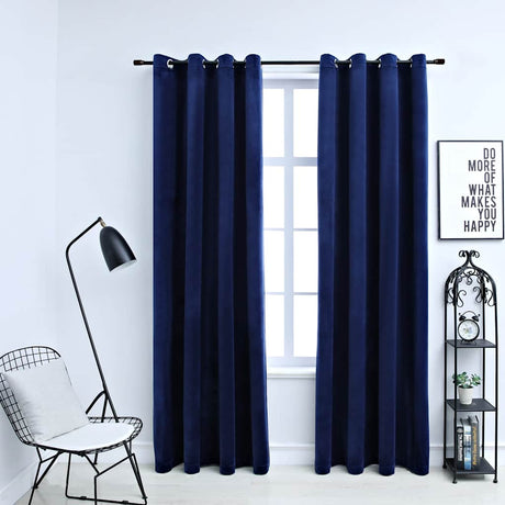 Vidaxl Curtain Blackout med ringe 2 ST 140x245 cm Velvet Blue