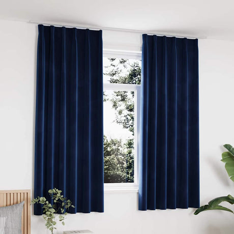 Vidaxx mørklægningsgardiner 2 stk med knager 140x175 cm fløjlsblå