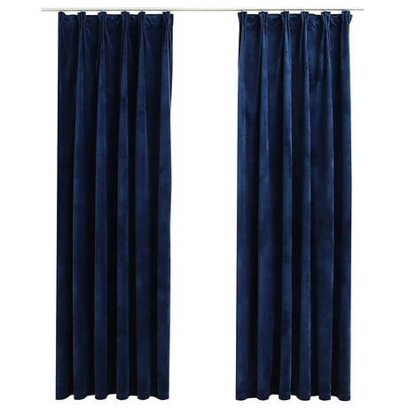 Vidaxl Curtains Blackout 2 STS med kroge 140x225 cm Velvet Blue