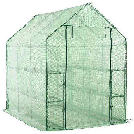 Vidaxl Walk -i drivhuset med 12 hylder 143x214x196 cm stål