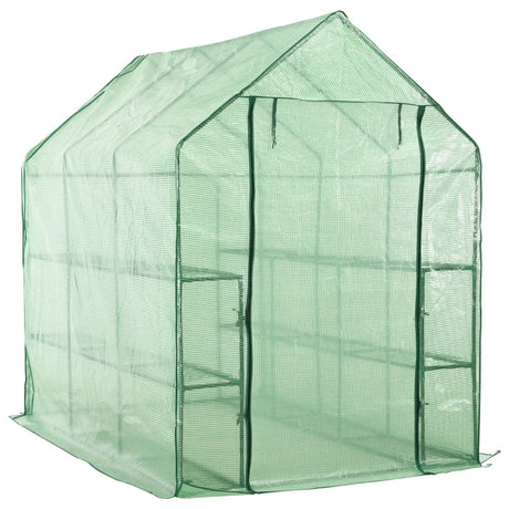 Vidaxl Walk -i drivhuset med 12 hylder 143x214x196 cm stål