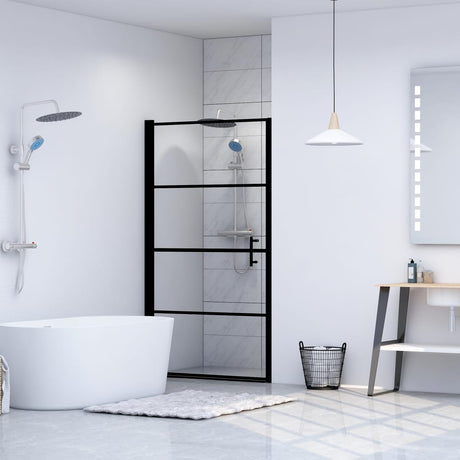 Vidaxl brusedør 81x195 cm hærdet glas sort