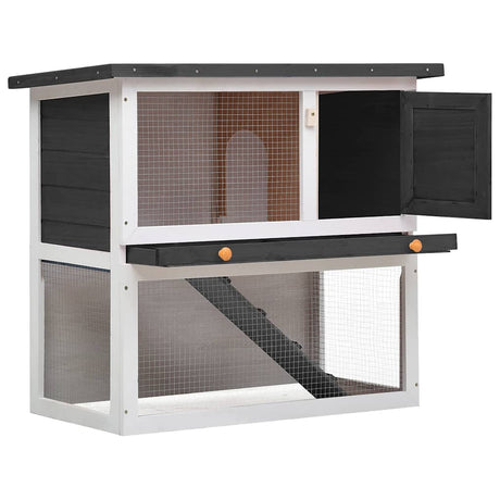 Vidaxl Rabbit Hutch til udvendig med 1 dør træ grå