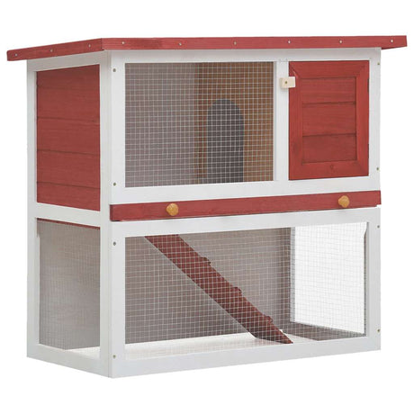Vidaxl Rabbit Hutch til udvendig med 1 dørs træ rød