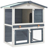 Vidaxl Rabbit Hutch til udefra med 3 døre trægrå