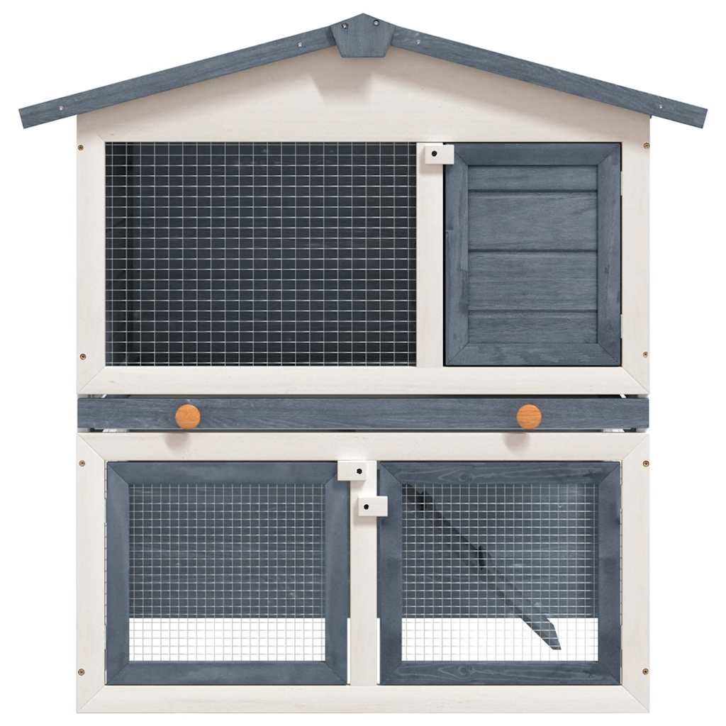 Vidaxl Rabbit Hutch til udefra med 3 døre trægrå