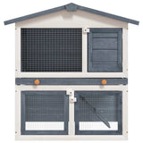Vidaxl Rabbit Hutch til udefra med 3 døre trægrå