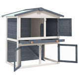 Vidaxl Rabbit Hutch til udefra med 3 døre trægrå