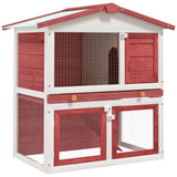Vidaxl Rabbit Hutch til udefra med 3 døre trærød